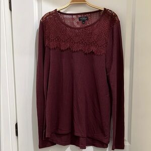 Lucky Brand Burgundy Embellished Blouse